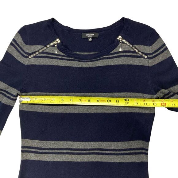 Premise Sweater Dress Women S Navy Blue Striped Stretchy Knit Bodycon Winterwear - Picture 9 of 16